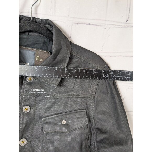 G STAR RAW Black Waxed Denim Jacket Biker Alt - Picture 14 of 15